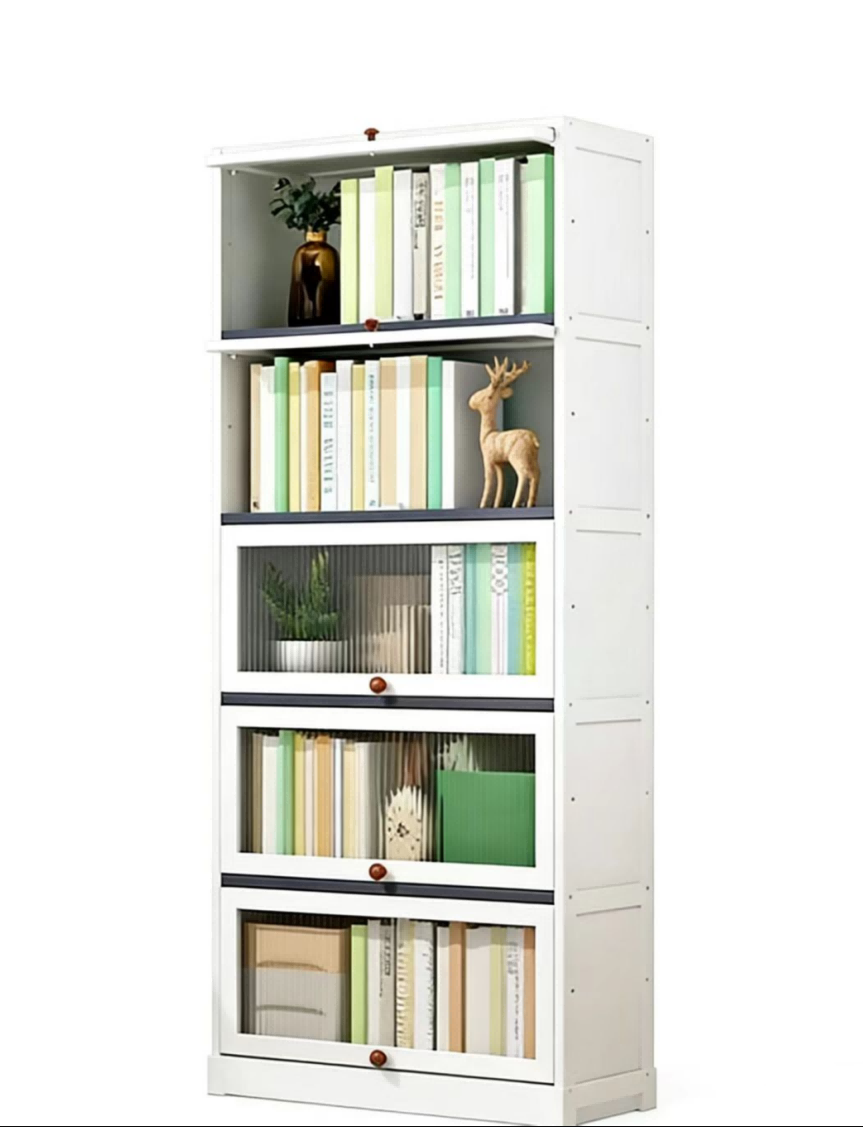 2228 White Flip Door Bookshelf