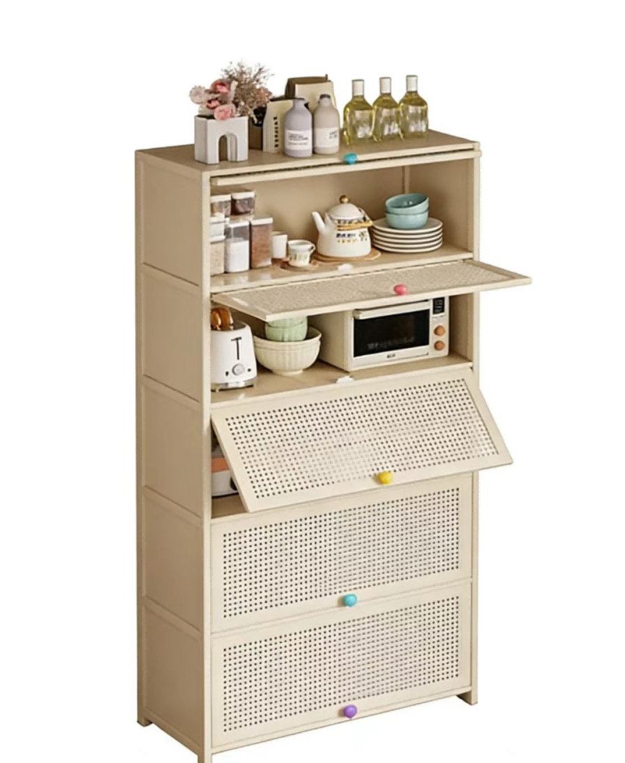2287 Milk White Plastic Rattan Storage Cabinets
